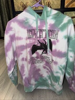 Led Zeppelin Tie-Dye Pullover Hoodie - Purple & Mint